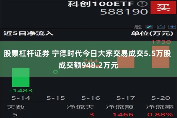 股票杠杆证券 宁德时代今日大宗交易成交5.5万股 成交额948.2万元