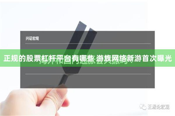 正规的股票杠杆平台有哪些 游族网络新游首次曝光